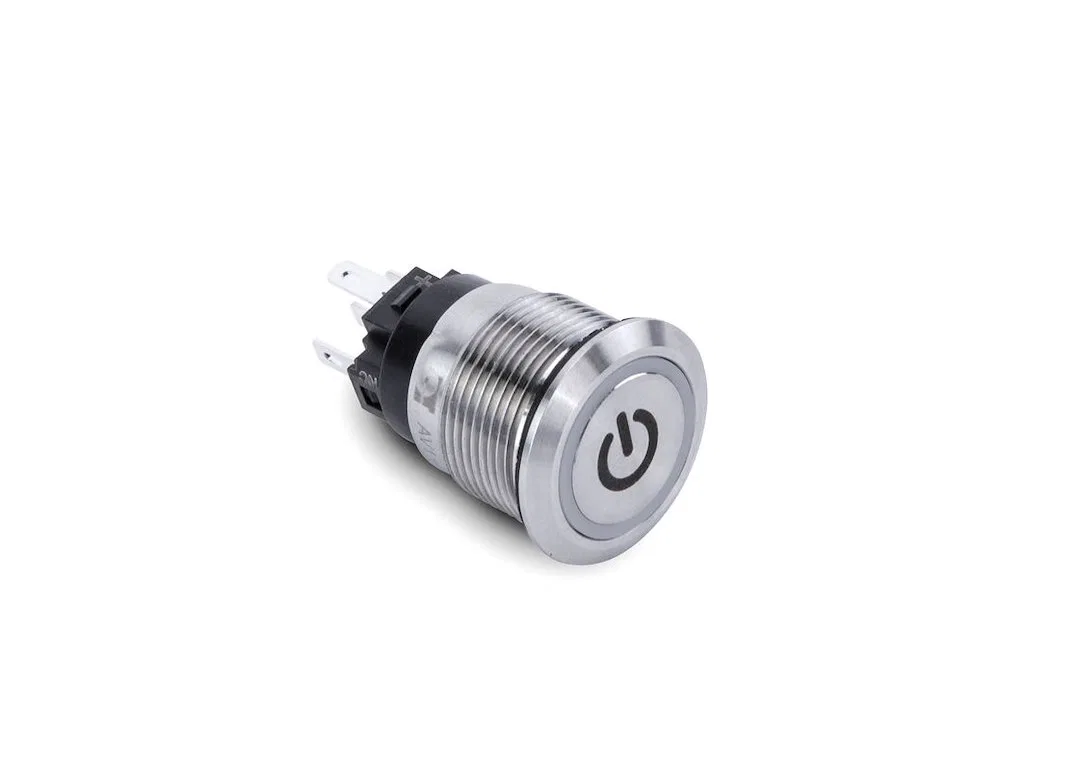 AV10060B – SIERRAMARINE Push Button Switch, Latching On/ Off Switch 10 Amp 12 Volt DC Stainless Steel Blue Illuminate...